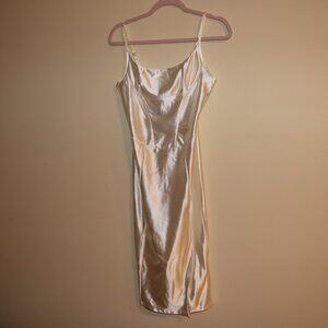 WHITE SATIN STRAP DRESS